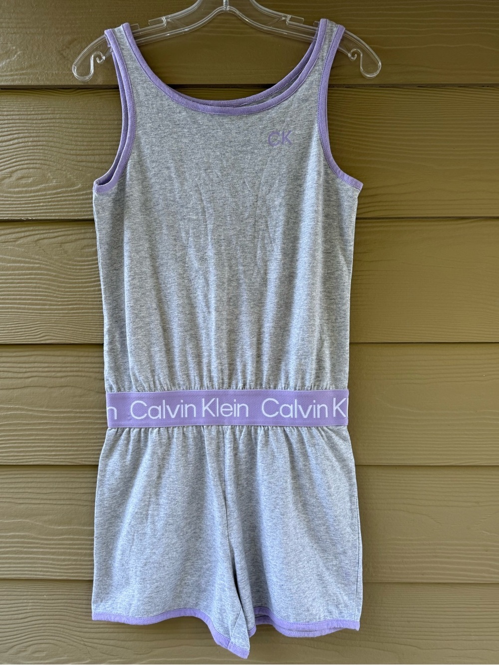 Calvin Klein Performance Gray Lavender Logo Waistband Romper Size XL(16)